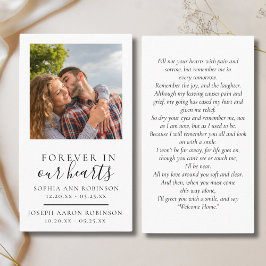 ダブル記念写真葬式祈りの言葉カード 名刺