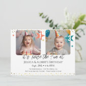 ダブル誕生日キッズフォト 招待状 (スタンド正面)