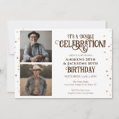 ダブル誕生日パーティスター紙吹雪写真 招待状 (正面)