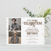 ダブル誕生日パーティスター紙吹雪写真 招待状 (スタンド正面)