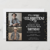 ダブル誕生日パーティスター紙吹雪写真 招待状 (正面)