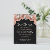 ダブル誕生日ピンクとシルバーバルーン招待状 招待状 (スタンド正面)