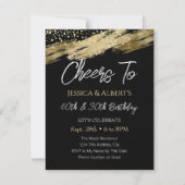 ダブル誕生日金ゴールドとブラック応援 招待状 (正面)