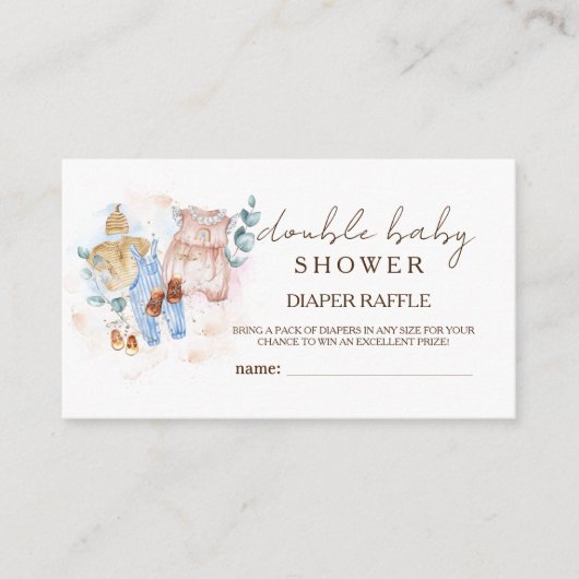ダブル赤ちゃんシャワーかわいいおむつラッフルエンクロージャー エンクロージャーカード (正面)