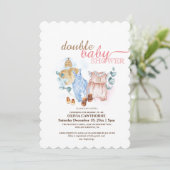 ダブル赤ちゃんシャワーかわいいモダン赤ちゃんシャワー 招待状 (スタンド正面)