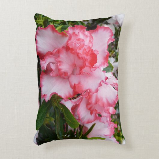 ダブル赤と白ツツツツジ春フローラ アクセントクッション (正面(垂直))