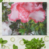 ダブル赤と白ツツツツジ春フローラ キッチンタオル (折り畳み)