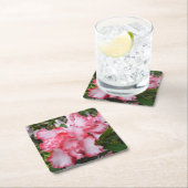 ダブル赤と白ツツツツジ春フローラ スクエアペーパーコースター (インサイチュ)