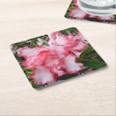 ダブル赤と白ツツツツジ春フローラ スクエアペーパーコースター (アングル)
