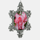 ダブル赤と白ツツツツジ春フローラ スノーフレークピューターオーナメント (左)