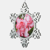 ダブル赤と白ツツツツジ春フローラ スノーフレークピューターオーナメント (右)