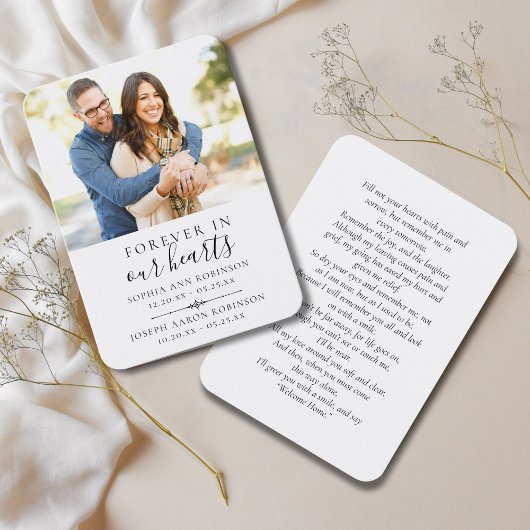 ダブル追悼写真祈りの言葉カード 名刺