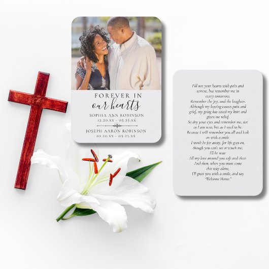 ダブル追悼写真祈りの言葉カード 名刺