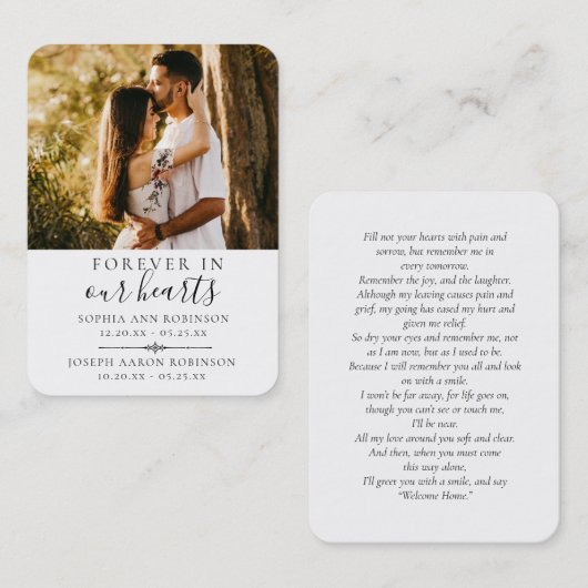 ダブル追悼写真祈りの言葉カード 名刺 (正面/裏面)