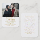 ダブル追悼写真金ゴールド祈りの言葉カード 名刺 (正面/裏面)