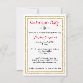 ダブル金ゴールドトリム – 3x5バチェロレッテ招待状 招待状