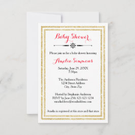 ダブル金ゴールドトリム – 3x5ベビーシャワー招待状 招待状