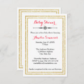 ダブル金ゴールドトリム – 3x5ベビーシャワー招待状 招待状 (正面/裏面)