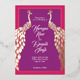 ダブル金ゴールドピーコック 箔招待状