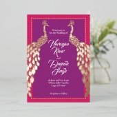 ダブル金ゴールドピーコック 箔招待状 (立ち正面)