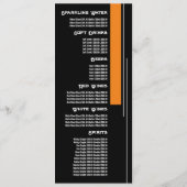 ダブル クラシック ブロック カラー, レストラン スリムライン メニュー (裏面)