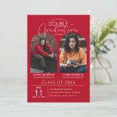 ダブル グラデュエート アーチド フォト 卒業 招待状 (スタンド正面)