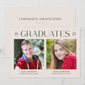 ダブル・スーティン・ミニマリスト・クリーム・グラッド・パーティー 招待状 (正面/裏面)