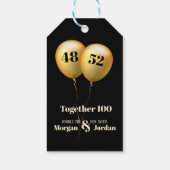 ダブル・セレブレーションの誕生日ゴールドとブラック ギフトタグ (裏面)