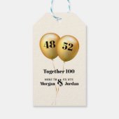 ダブル・セレブレーションの誕生日ゴールドとブラック ギフトタグ (裏面)