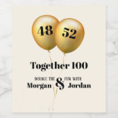 ダブル・セレブレーションの誕生日ゴールドとブラック ワインラベル (シングルラベル)