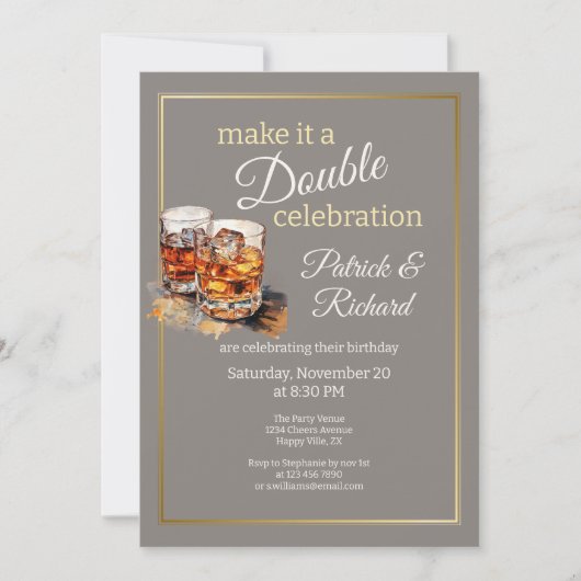 ダブル・セレブレーション グレー ウイスキー グラス にしよう 招待状 (正面)