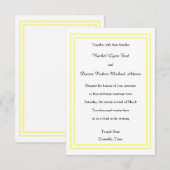 ダブル ソフト イエロー トリム - 3x5 ウェディング 招待状 (正面/裏面)