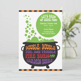 ダブル、ダブルコールドロン – ハローウィンパーティ招待状 招待状