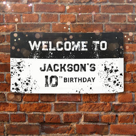 ダブル・ディジット ブラック・グランジ 10歳の誕生日ウェルカム 横断幕