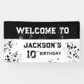 ダブル・ディジット ブラック・グランジ 10歳の誕生日ウェルカム 横断幕 (横)