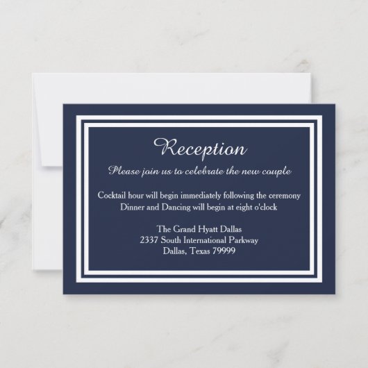 ダブル ネイビー トリム - レセプション インビテーション (正面)