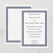 ダブル ネイビー トリム - 3x5 ウェディング 招待状 (正面/裏面)