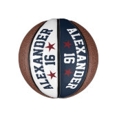 ダブル・ネーム・赤白青・パーソナライズ・バスケットボール ミニバスケットボール (縦)