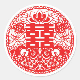 ダブル・ハピネス・ステッカー ラウンドシール