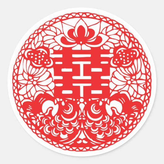 ダブル・ハピネス・ステッカー ラウンドシール (正面)