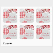 ダブル・ハピネス・ランタンと中国の竹結婚の スクエアシール (シート)