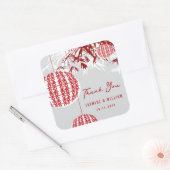 ダブル・ハピネス・ランタンと中国の竹結婚の スクエアシール (封筒)