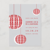 ダブル・ハピネス・ランタン中国のが日付を保存 ポストカード (正面)