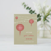 ダブル・ハピネス・ランタン中国のが日付を保存 案内ポストカード (スタンド正面)