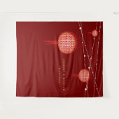 ダブル・ハピネス・ランタン結婚の写真背景 タペストリー (正面(横))