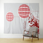 ダブル・ハピネス・ランタン結婚の写真背景 タペストリー (インサイチュ(横))