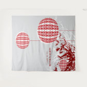 ダブル・ハピネス・ランタン結婚の写真背景 タペストリー (正面(横))