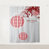 ダブル・ハピネス・ランタン結婚の写真背景 タペストリー (正面)