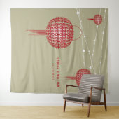 ダブル・ハピネス・ランタン結婚の写真背景 タペストリー (インサイチュ(横))