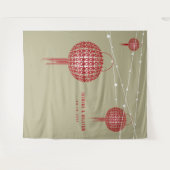 ダブル・ハピネス・ランタン結婚の写真背景 タペストリー (正面(横))